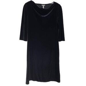 J. Jill Petites Black Velvet Cowl Neck Drape Sheath‎ dress - XSP NWT